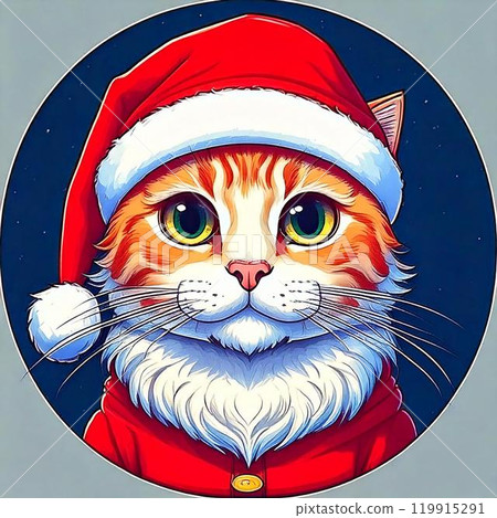 Cat dressed as Santa Claus icon Christmas AI generated material Cat dressed as Santa Claus icon Christmas AI generated material 119915291