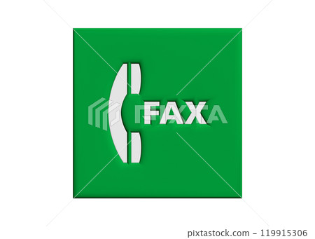 帶有綠色安全標記的傳真傳真3D圖解圖示素材象形圖 119915306