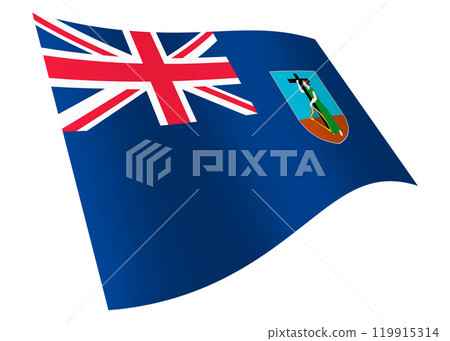 Montserrat waving flag graphic with clipping path 119915314