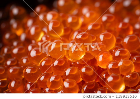Close-up background of salmon roe marinated in soy sauce 119915510