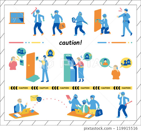 預防犯罪插畫素材合集 119915516