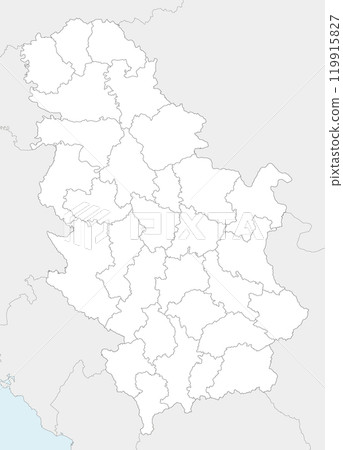 Vector regional blank map of Serbia with districts and administrative divisions, and neighbouring countries and territories. Editable and clearly labeled layers. Vector regional blank map of Serbia with districts and administrative divisions, and neighbouring countries and territories. Editable and clearly labeled layers. 119915827