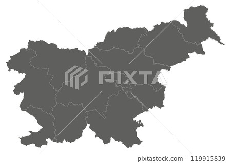Vector blank map of Slovenia with statistical regions or territories and administrative divisions. Editable and clearly labeled layers. 119915839