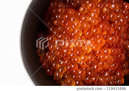 Close-up of salmon roe marinated in soy sauce Close-up of salmon roe marinated in soy sauce 119915896