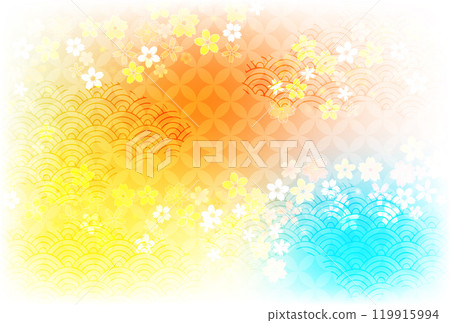 Japanese pattern New Year's card Cherry blossom background Japanese pattern New Year's card Cherry blossom background 119915994