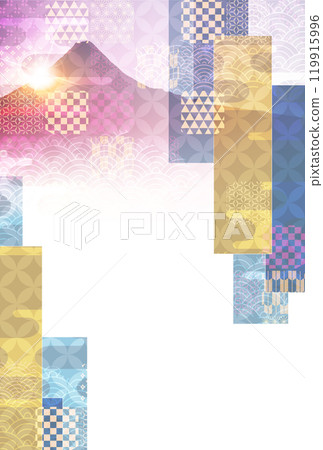 Japanese pattern New Year's card Mt. Fuji background Japanese pattern New Year's card Mt. Fuji background 119915996