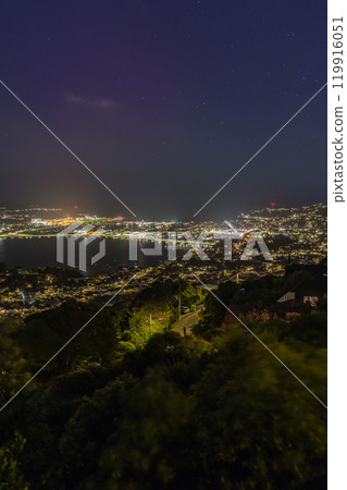 紐西蘭威靈頓 — 從維多利亞山和夜空中的極光欣賞惠靈頓機場的夜景 紐西蘭威靈頓 — 從維多利亞山和夜空中的極光欣賞惠靈頓機場的夜景 119916051