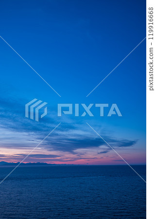 Cook Strait and sunset sky as seen from Makara Beach in Wellington, New Zealand Cook Strait and sunset sky as seen from Makara Beach in Wellington, New Zealand 119916668