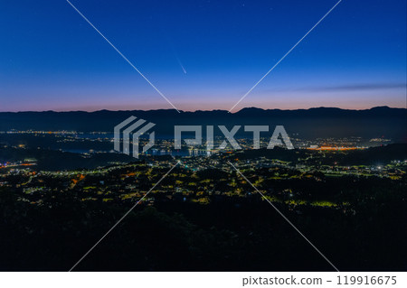 Night view of Mount Shijin and Comet Atlas from Windmill Hill in Wellington, New Zealand Night view of Mount Shijin and Comet Atlas from Windmill Hill in Wellington, New Zealand 119916675