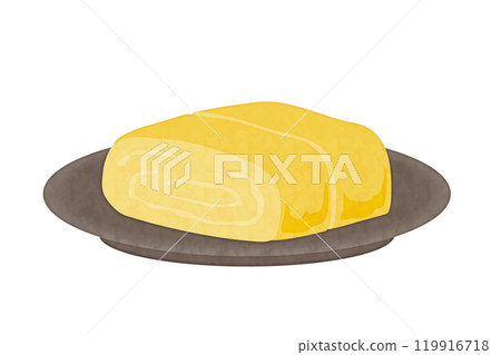 水彩風格盤子上煎蛋的向量圖解 119916718