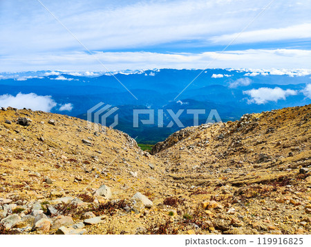 秋季攀登禦嶽山（劍峰～二之池山莊：眺望中央阿爾卑斯山） 119916825