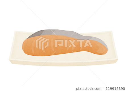 Vector illustration of salmon on a watercolor plate 119916890