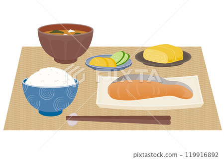 美味日式早餐的向量插畫 119916892