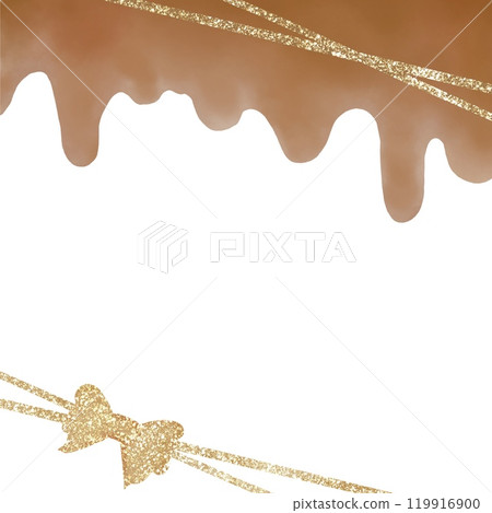 情人節框架與金絲帶包裹著融化的巧克力。時尚又甜美的插畫。 119916900