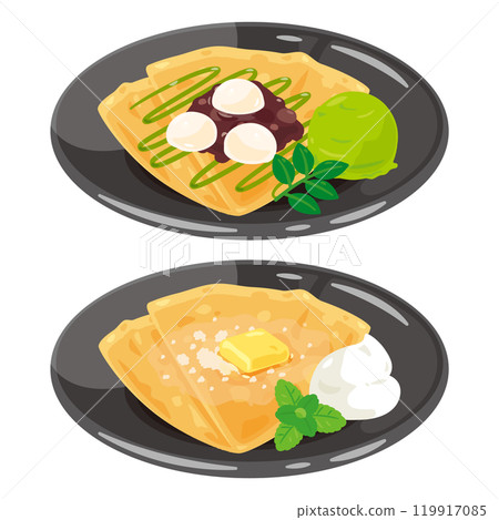 甜點薄餅放在盤子上 1 119917085