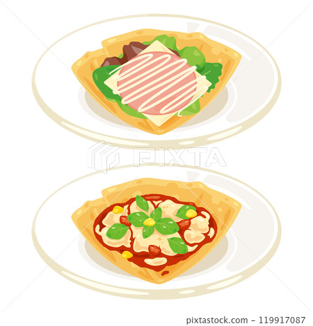 配菜薄餅放在盤上 1 119917087