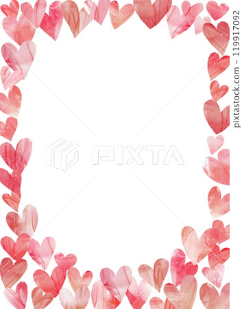 由可愛的紅心製成的流行垂直框架。情人節和周年紀念日。 由可愛的紅心製成的流行垂直框架。情人節和周年紀念日。 119917092