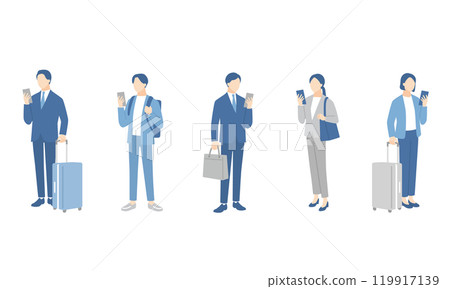 Set of business people checking their smartphones 119917139