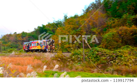 秋色中的明智鐵路平穩運行 119917794