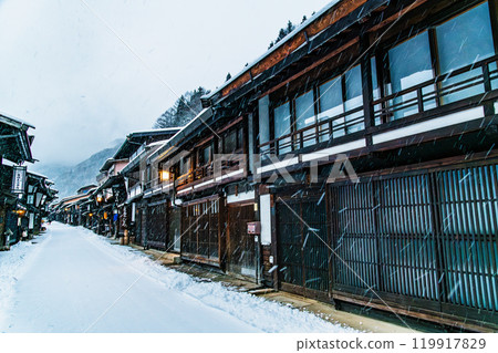 Snow falling in Narai-juku, Shinshu Snow falling in Narai-juku, Shinshu 119917829