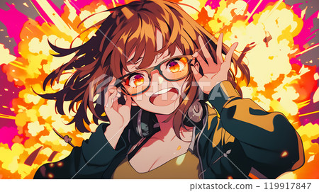 Girl shocked by music AI Girl shocked by music AI 119917847