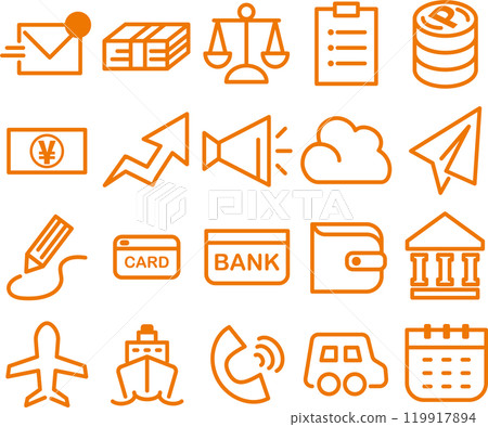 Business money icon pictogram line drawing decoration simple illustration material set Business money icon pictogram line drawing decoration simple illustration material set 119917894