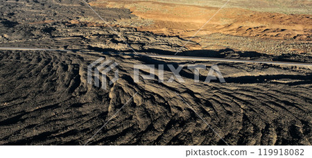 Lava formations, Teide volcano at sunset on the Tenerife island. Lava formations, Teide volcano at sunset on the Tenerife island. 119918082