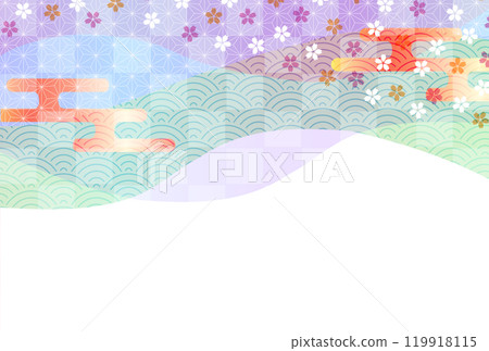 Japanese pattern New Year's card Cherry blossom background Japanese pattern New Year's card Cherry blossom background 119918115