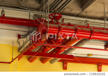 Pipe Systems, pipeline on building ceiling. 119918181