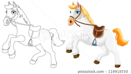 Girl and Horse Illustration 119918550