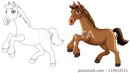 Girl and Horse Illustration 119918551
