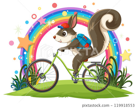 Squirrel Biking Under a Rainbow Squirrel Biking Under a Rainbow 119918553