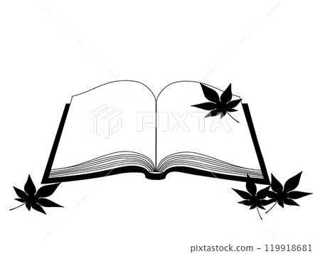 An open book and autumn leaves - Autumn reading 119918681