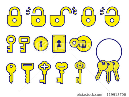 Key padlock icon illustration set 2C Key padlock icon illustration set 2C 119918706