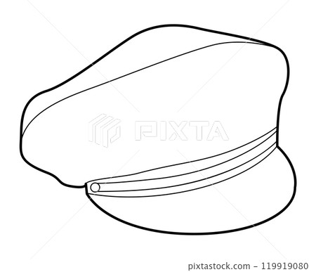 Marine Cap with Peak. Hat for Head Fashion accessory clothing technical illustration. Vector headgear for Men, women 119919080