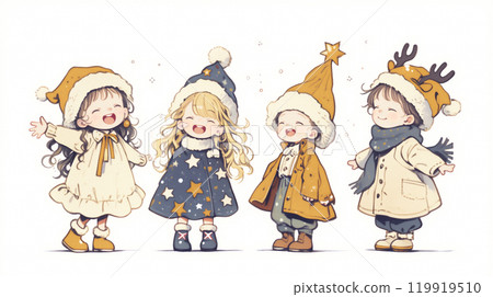 Little children looking forward to Christmas Little children looking forward to Christmas 119919510