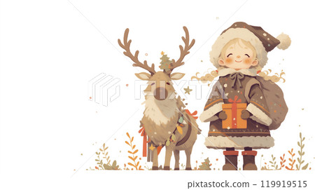 Little children looking forward to Christmas 119919515