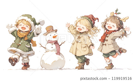 Little children looking forward to Christmas 119919516