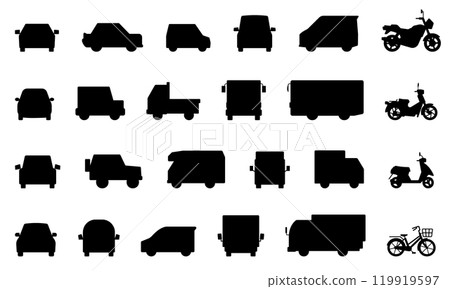 汽車和摩托車圖示(形式剪影) 汽車和摩托車圖示(形式剪影) 119919597