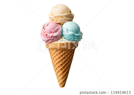 ice cream cone isolated on the middle on isolate transparency background, PNG  119919613