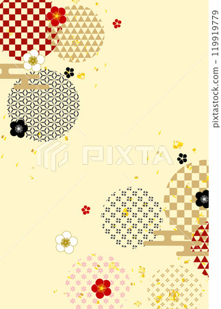 Japanese pattern New Year's card plum background Japanese pattern New Year's card plum background 119919779