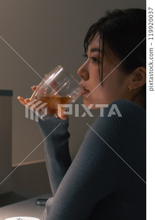 婦女在酒吧喝酒 119920037