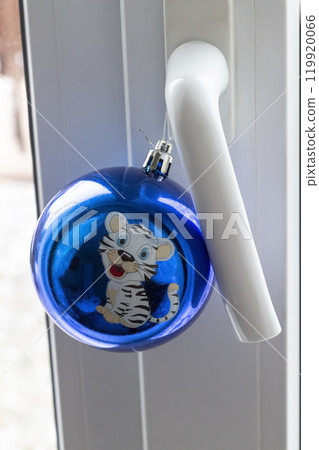 New Year's toy on the window 119920066