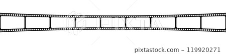Blank horizontal film strip template. Video or photo camera tape isolated on white background. Storyboard layout. Vintage frame for photographies collage. Vector graphic illustration 119920271