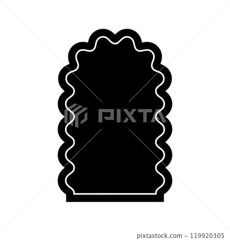 Arch shape with wavy borders. Archway form with curvy edges. Window or mirror, portal or gate, empty text box form isolated on white background. Vector graphic illustration Arch shape with wavy borders. Archway form with curvy edges. Window or mirror, portal or gate, empty text box form isolated on white background. Vector graphic illustration 119920305