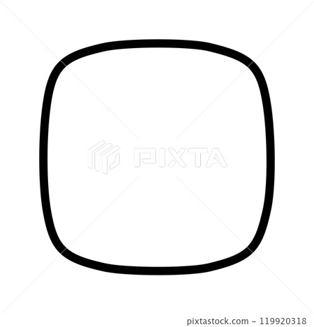 Squircle or square with rounded borders frame. Simple geometric shape isolated on white background. Blank tag or box template with empty space. Vector graphic illustration Squircle or square with rounded borders frame. Simple geometric shape isolated on white background. Blank tag or box template with empty space. Vector graphic illustration 119920318