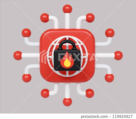 Network Security and Firewall Protection 3D Render. Network Security and Firewall Protection 3D Render. 119920827