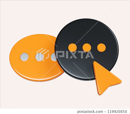 Interactive Black and Orange Communication Icons 3D Render 119920858