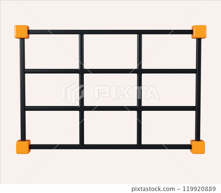 Modern Black Grid with Orange Accents Design 3D Render 119920889