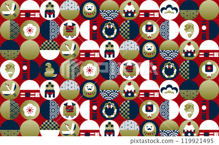 2025年現代新年賀卡，日式圖案和新年圖案，新年場景的完美背景_日式圖案和背景圖案 119921495